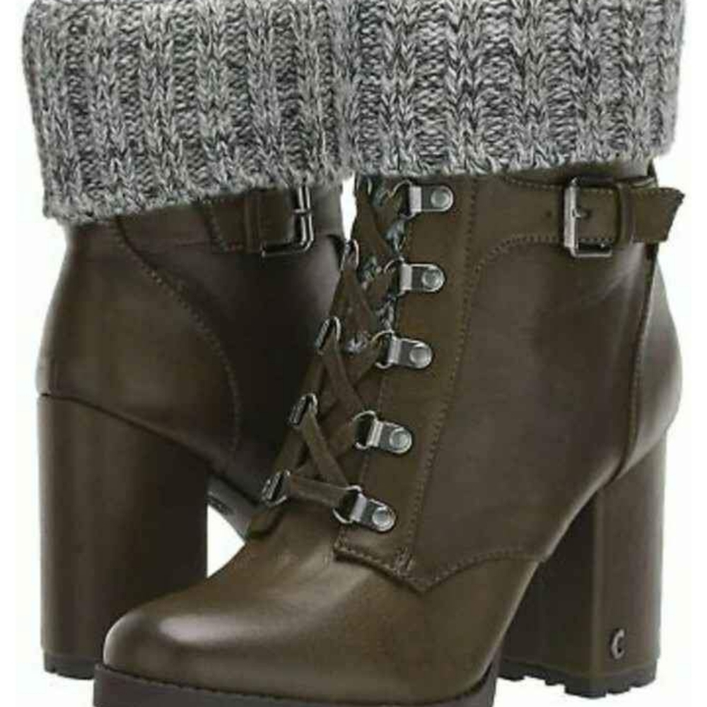Sz5 NIB chunky high heel green Sam Edelman boots